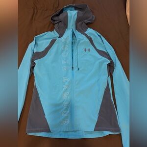 Under Armour Aqua and Gray Hooded Performance Jacket
